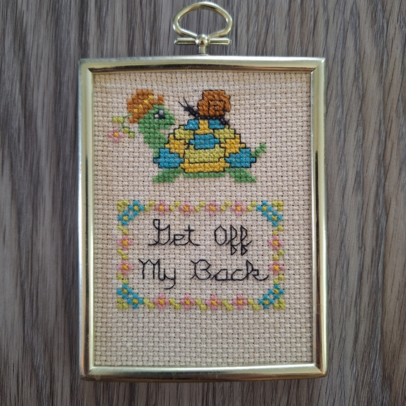 Other - Framed Vintage‎ Cross Stick Turtle And Snail
